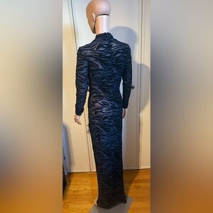 Fashion Nova Mysterious Vibes Maxi Dress Navy/Combo Brand New with Tags